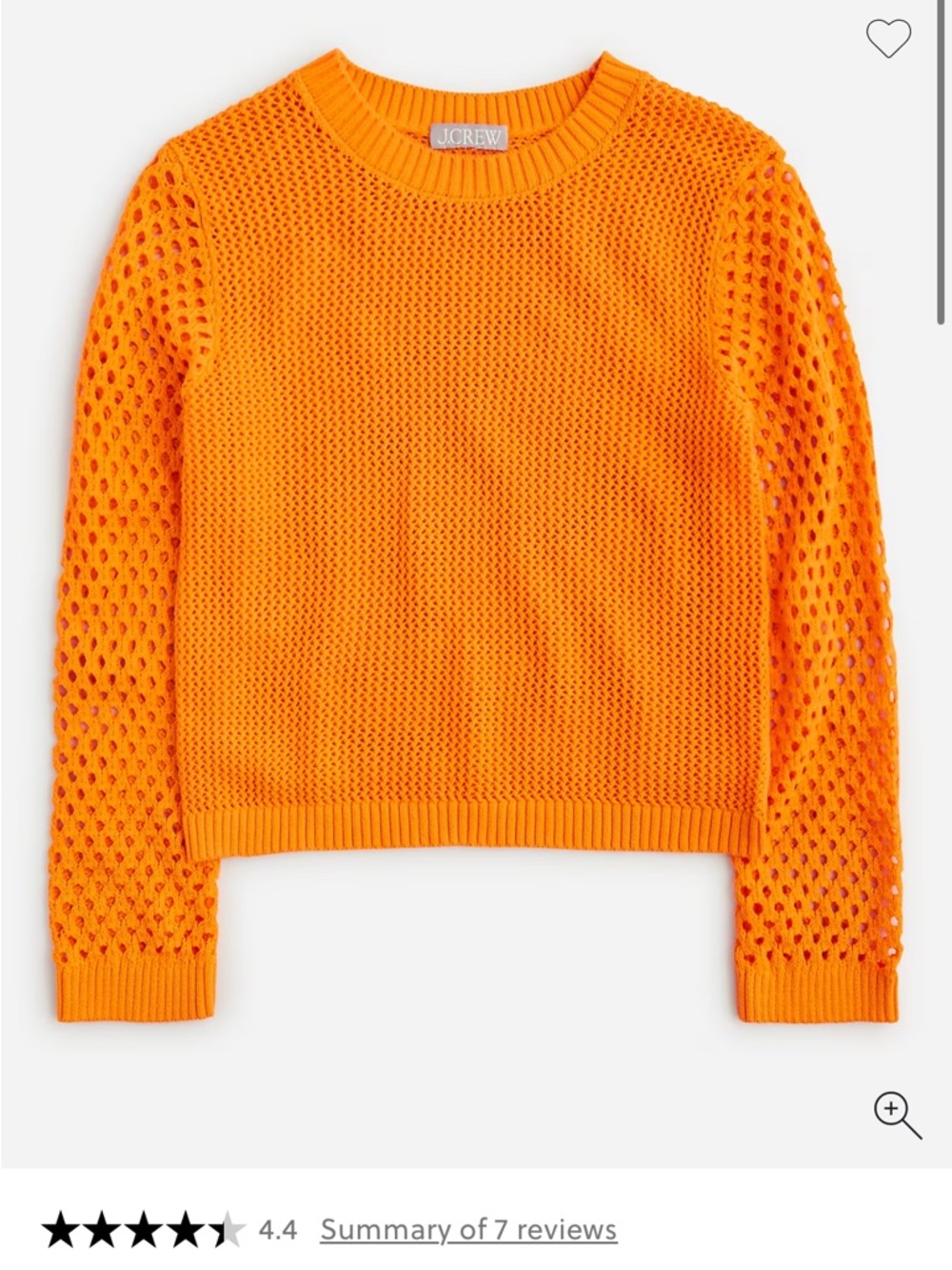 J. Crew Bright Orange Crochet crewneck beach sweater